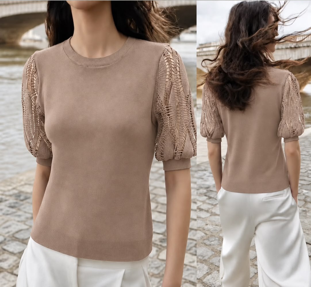 Camel knit top