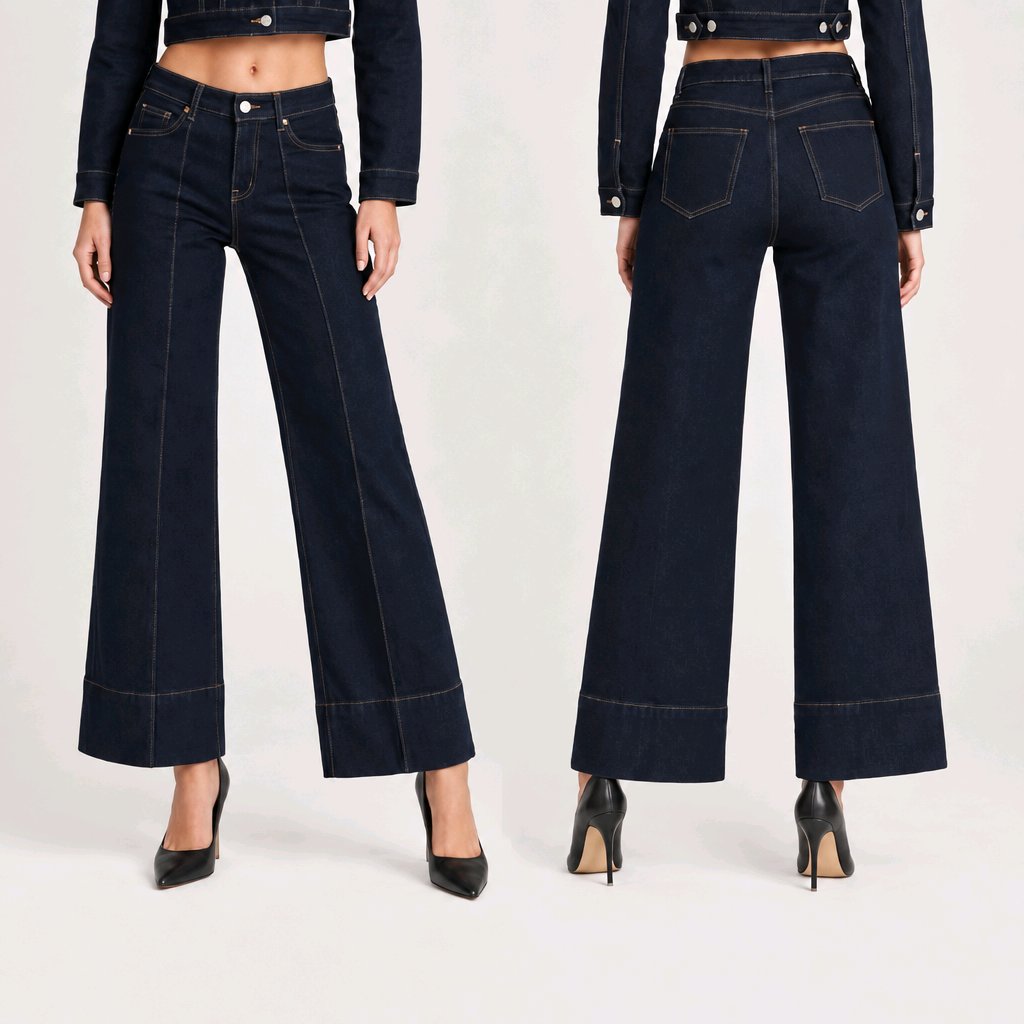 Dark jeans front seam