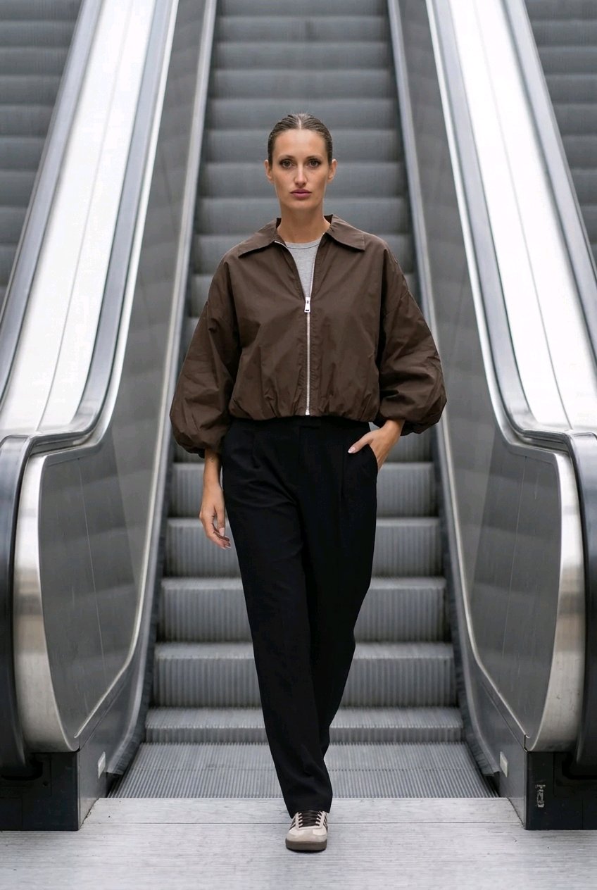 Brown 3/4 sleeve jacket