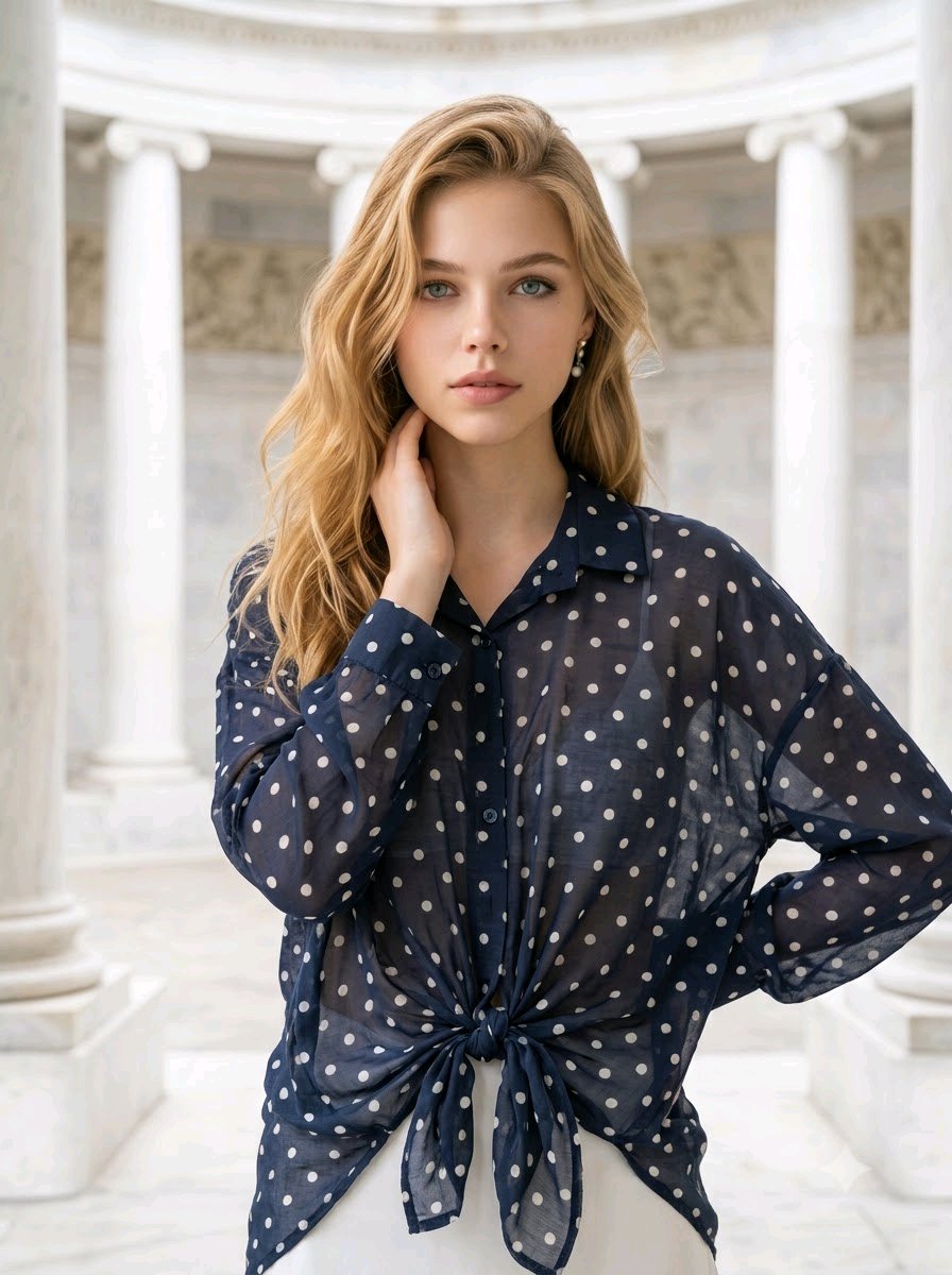 Polka dot sheer shirt 