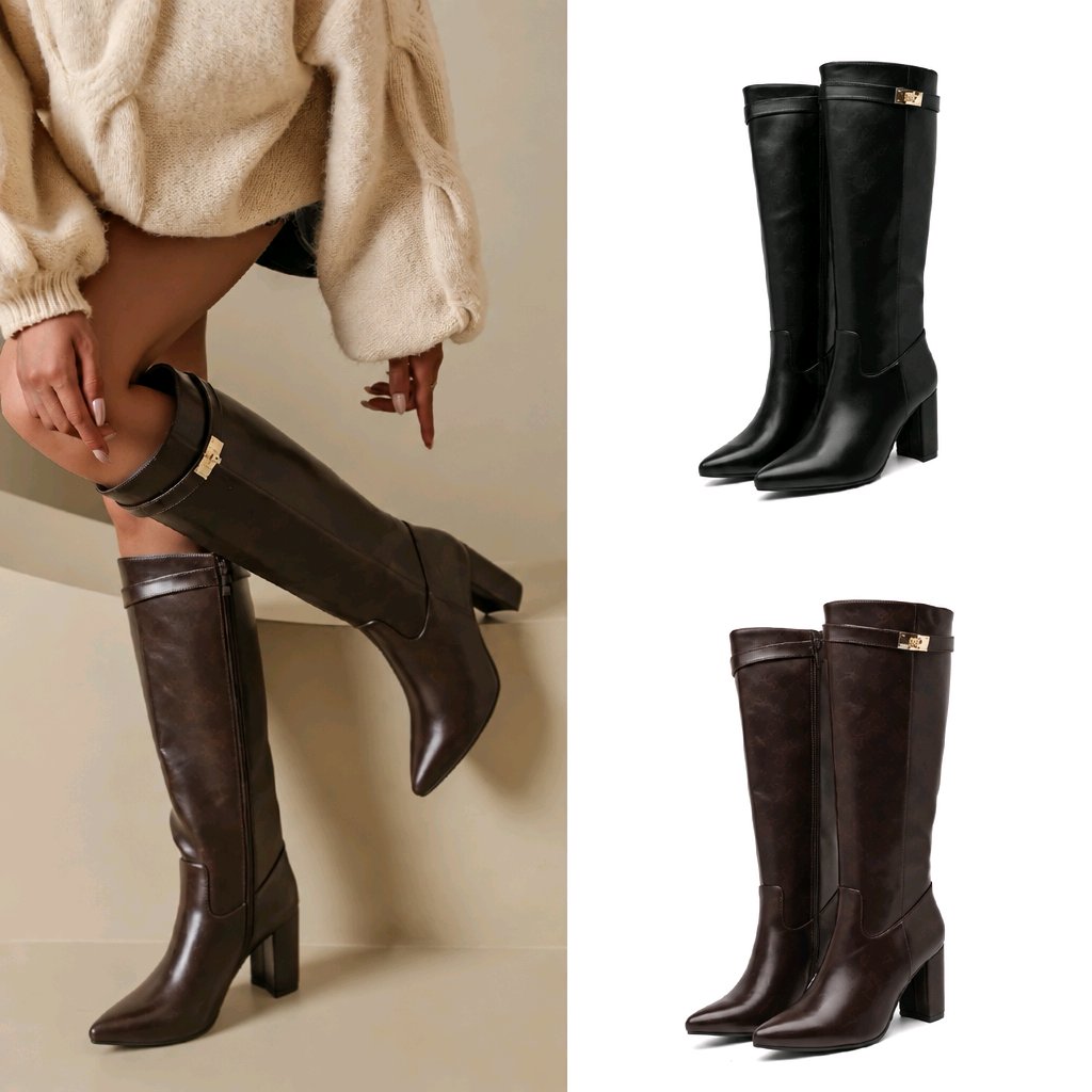 Boots with heel and lock