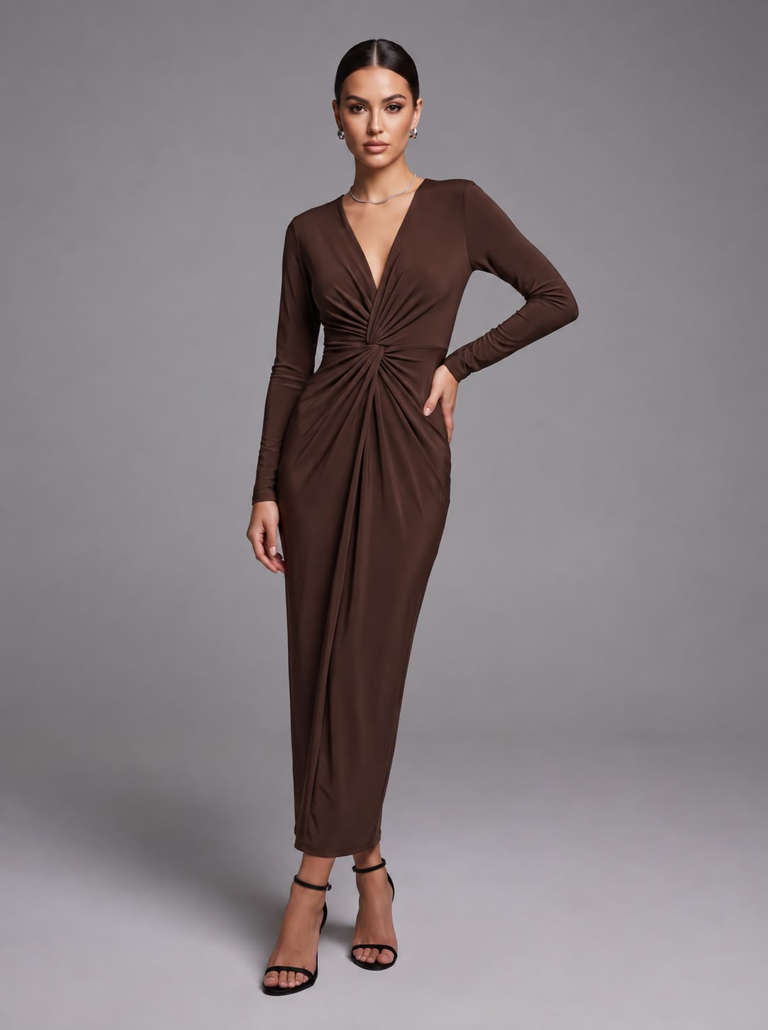 Lycra dress with front knot 
