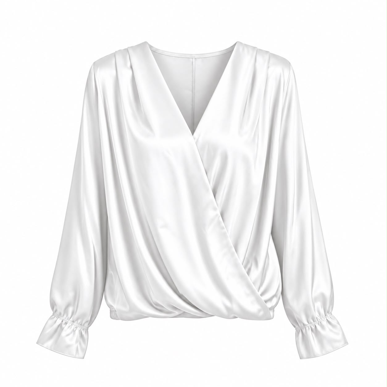 Wrapover top with elastic cuff 